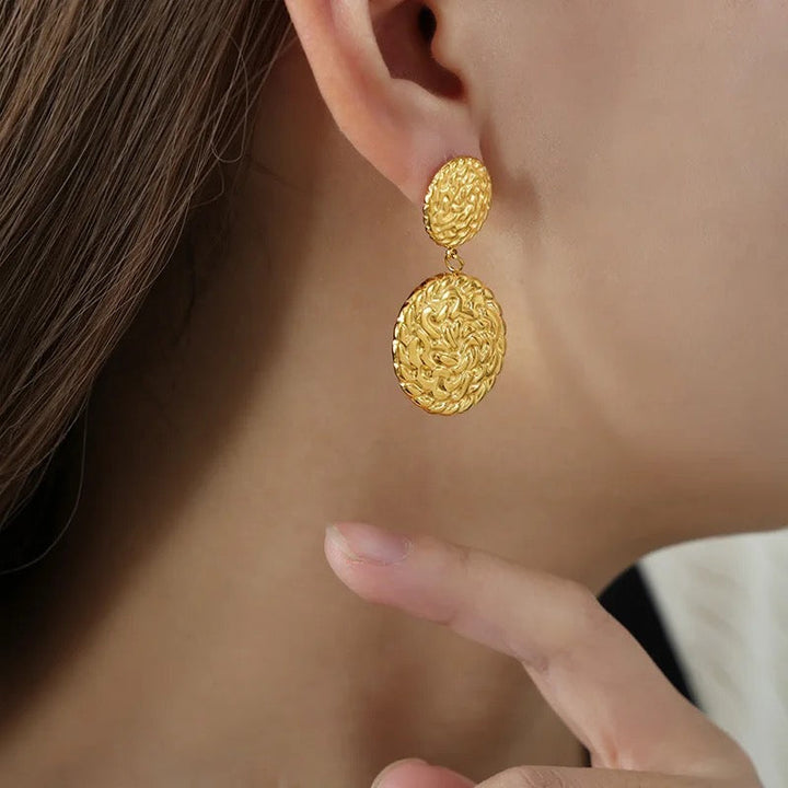 Circle Gold Plated Dangler Earrings