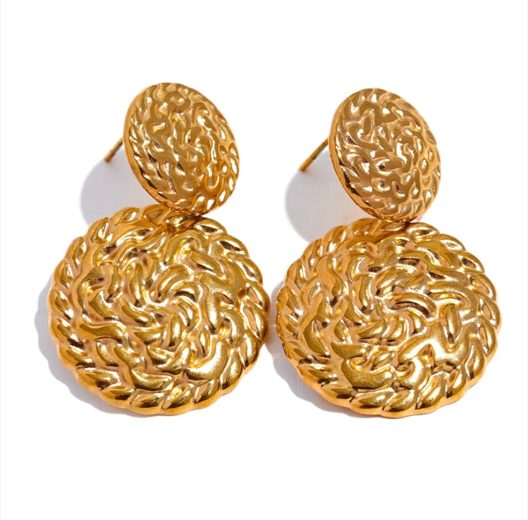 Circle Gold Plated Dangler Earrings