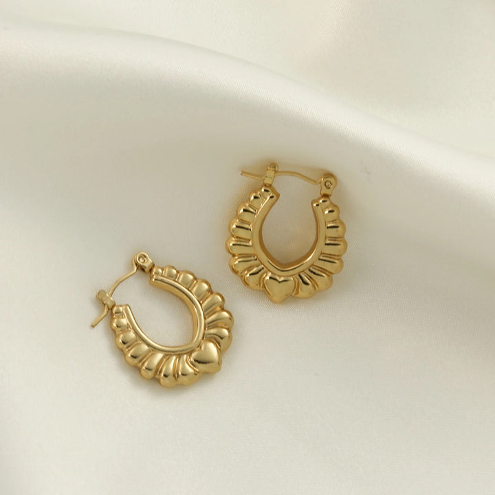 Golden Glow Heart Hoops
