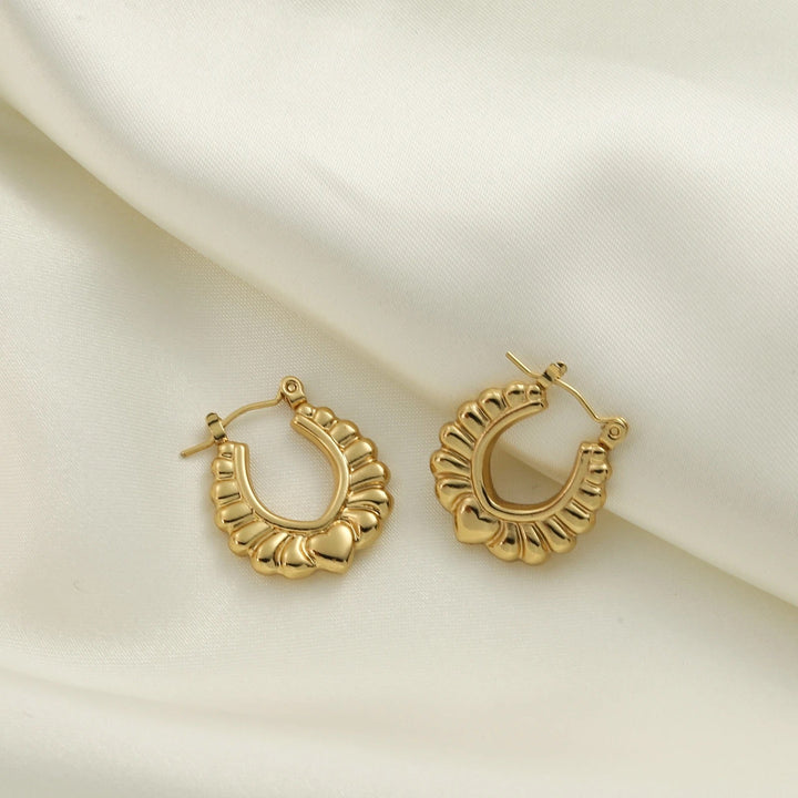 Golden Glow Heart Hoops