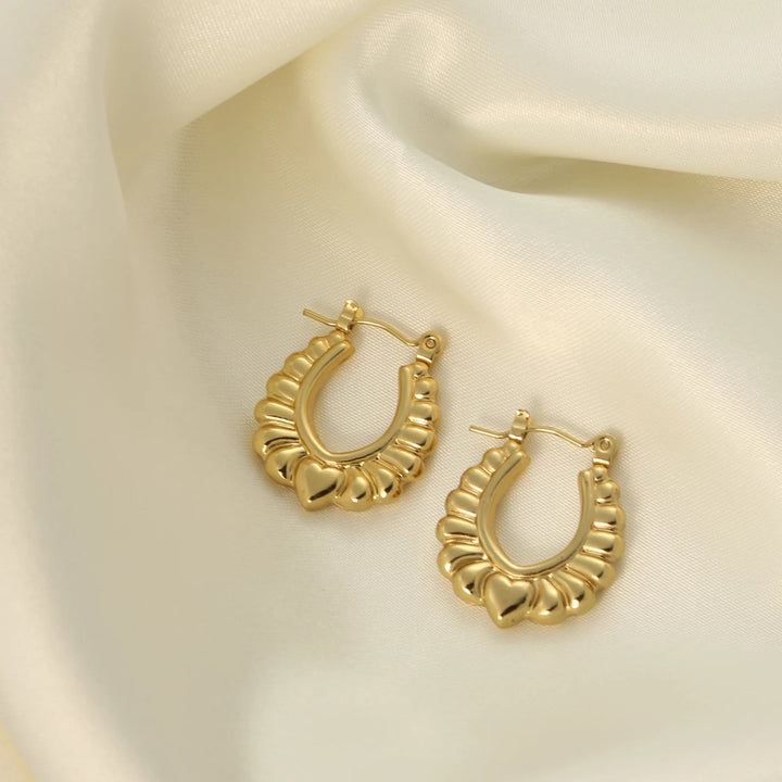 Golden Glow Heart Hoops