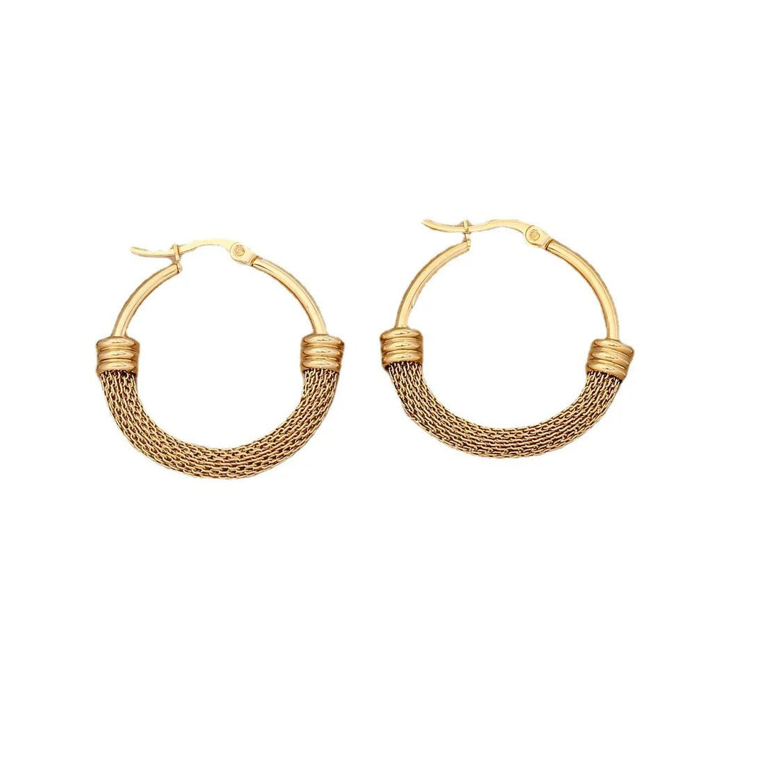 Golden Mesh Hoops