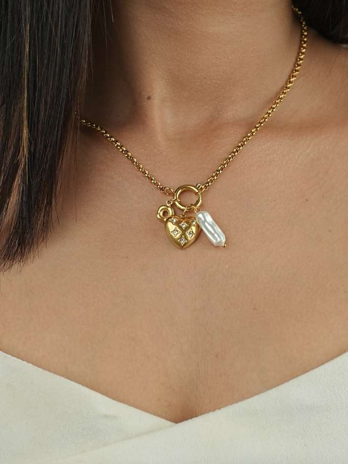 Starry Heart Charm Necklace