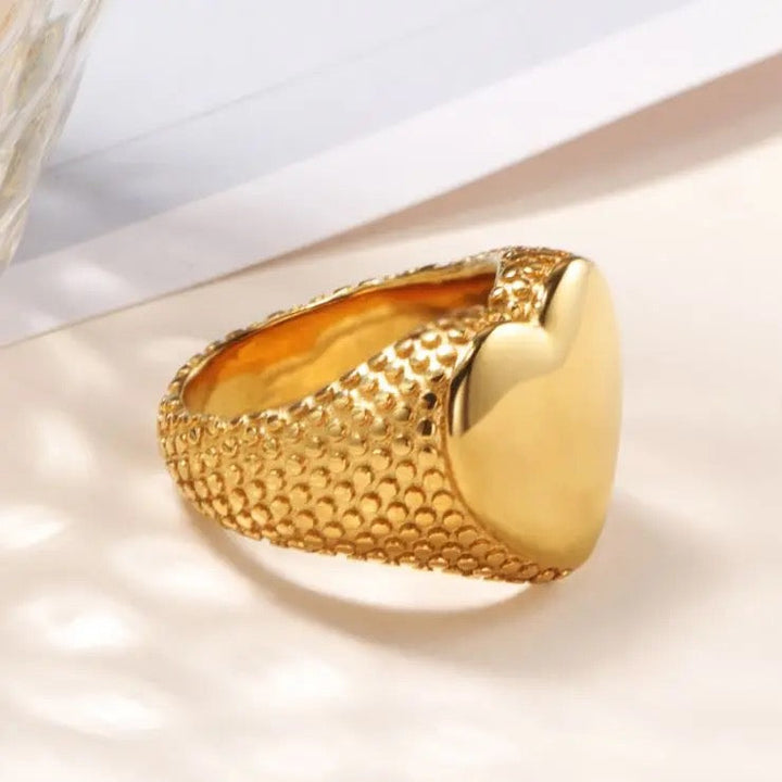 Textured Heart Ring