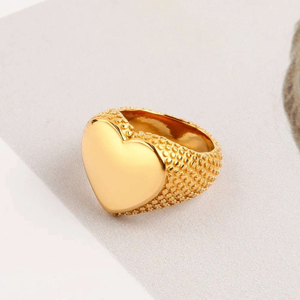 Textured Heart Ring