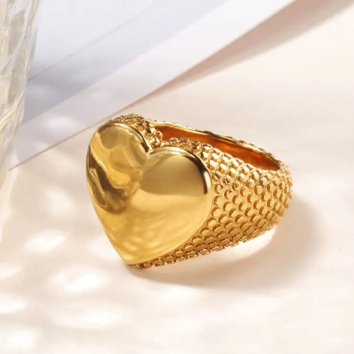 Textured Heart Ring