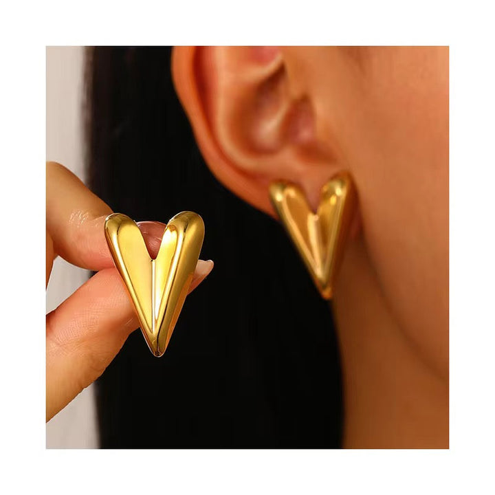 3D Heart Stud Earrings