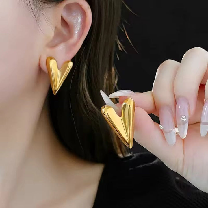 3D Heart Stud Earrings