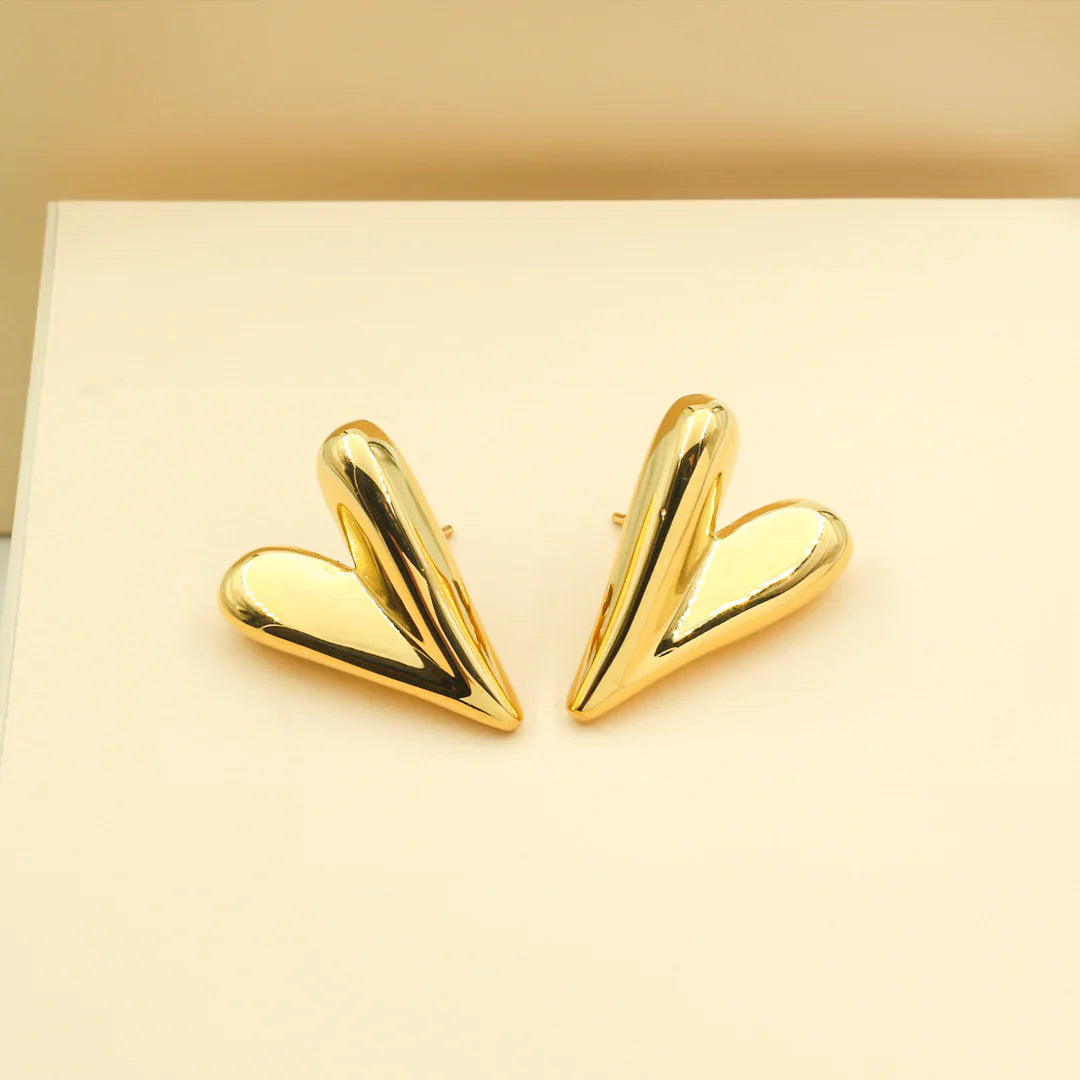 3D Heart Stud Earrings
