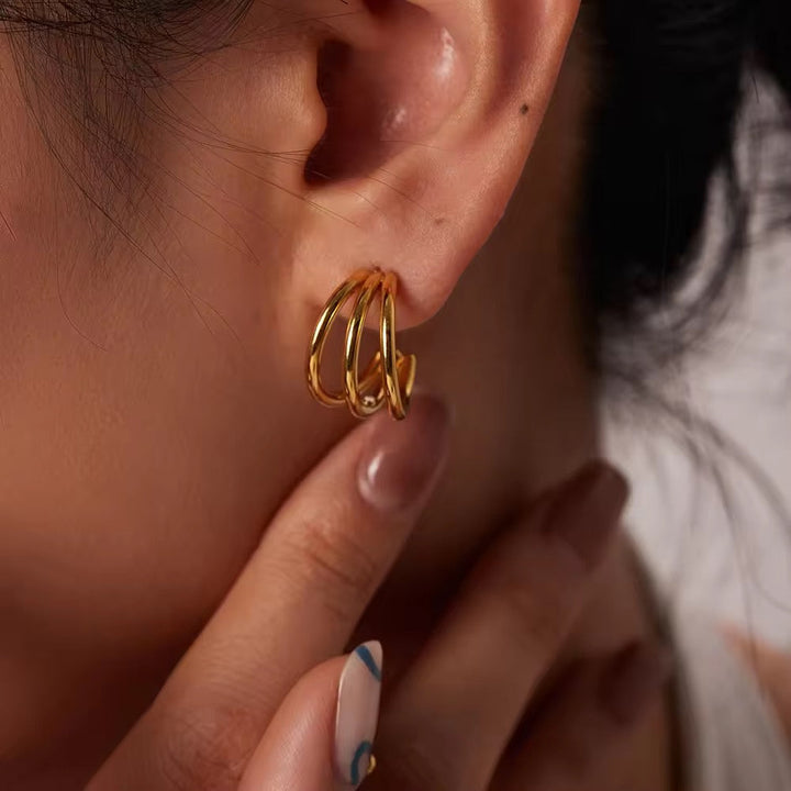 Minimalist Triple Hoop Earrings