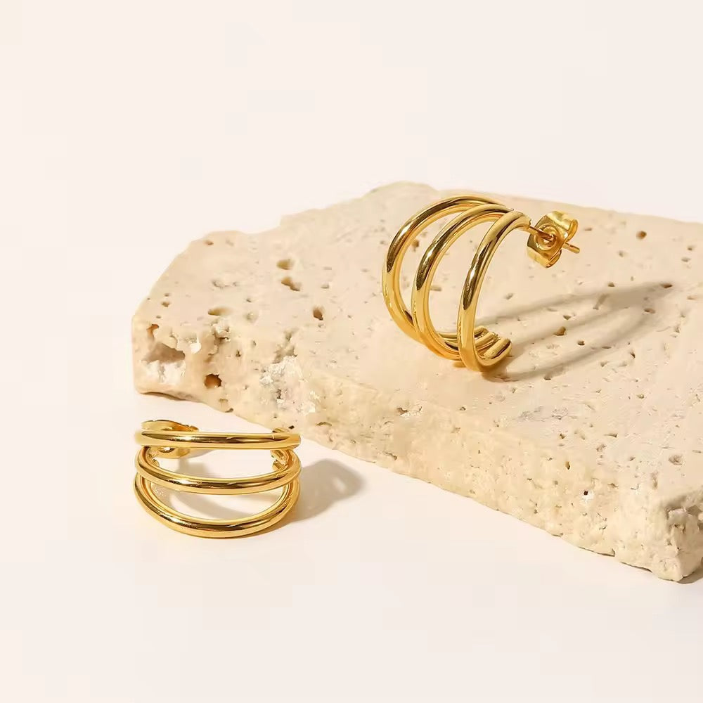 Minimalist Triple Hoop Earrings