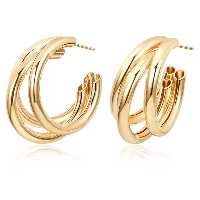 Bold Triple Hoop Earrings