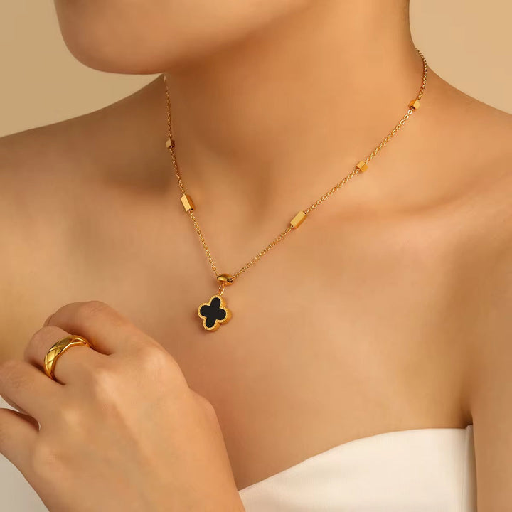 Clover Dual Charm Necklace-Reversible