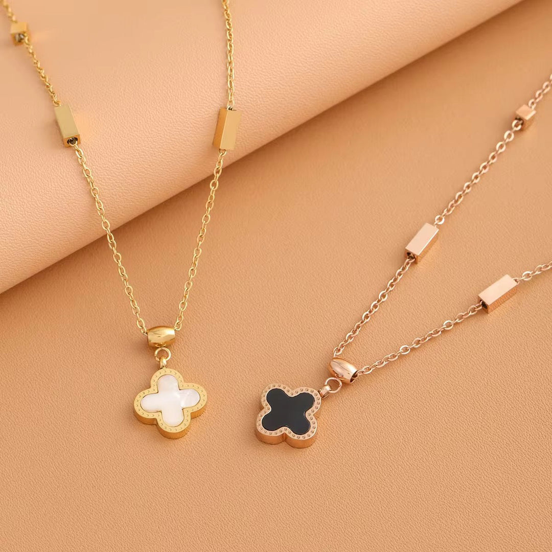 Clover Dual Charm Necklace-Reversible