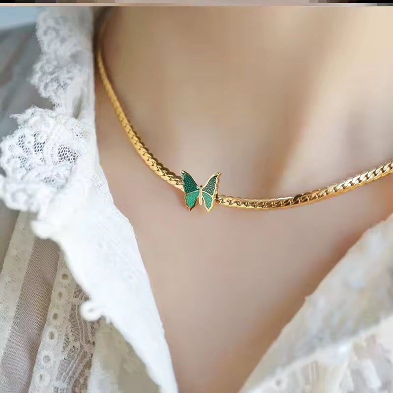 Emerald Flutter Butterfly Choker