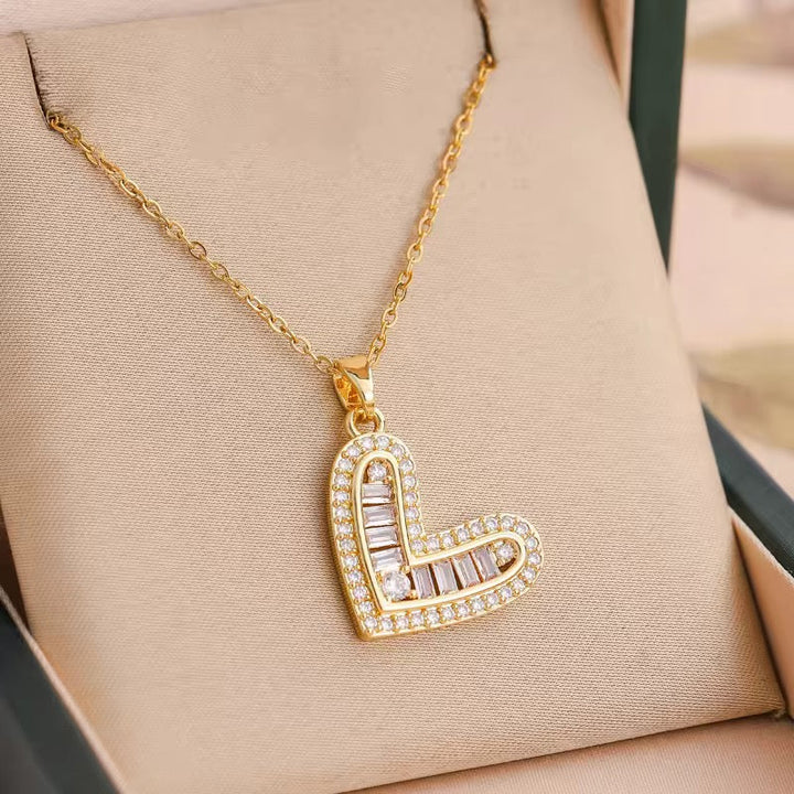 Elegant Gold Plated Heart Pendant Necklace