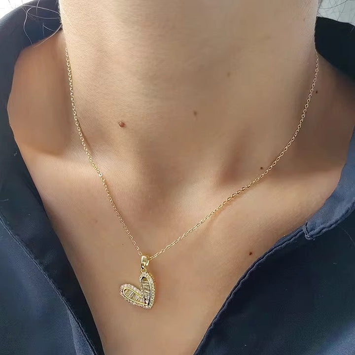Elegant Gold Plated Heart Pendant Necklace
