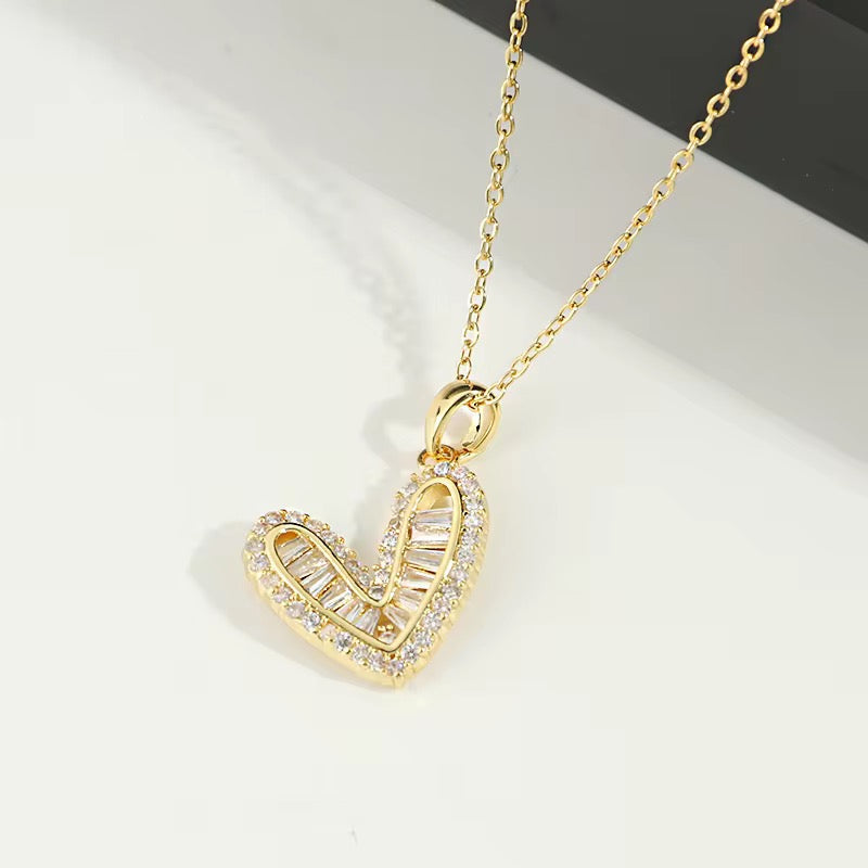 Elegant Gold Plated Heart Pendant Necklace