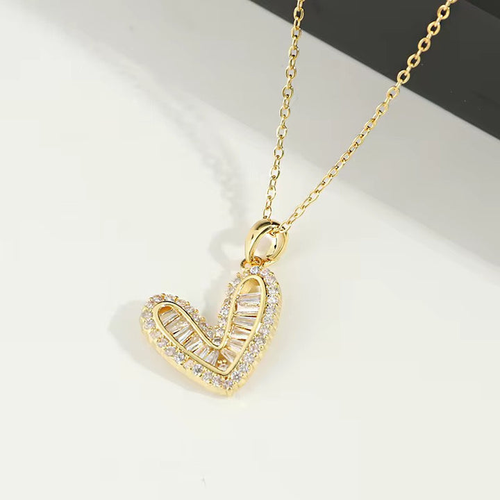 Elegant Gold Plated Heart Pendant Necklace