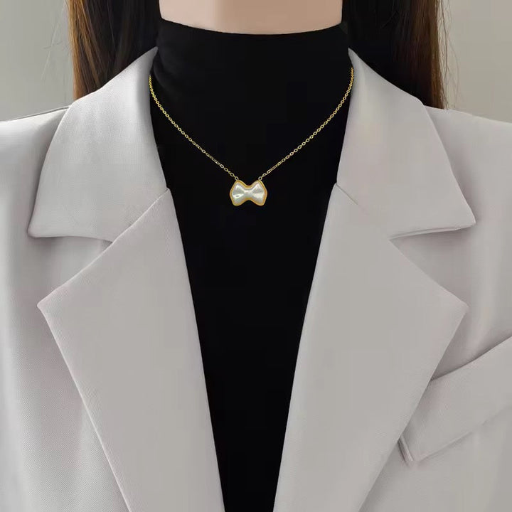 Gilded Bow Mother-of-Pearl Necklace